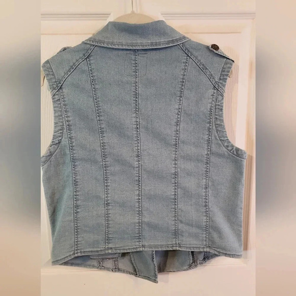 Kardashian Kollection | Denim Moto Vest Jacket - Picture 3 of 5